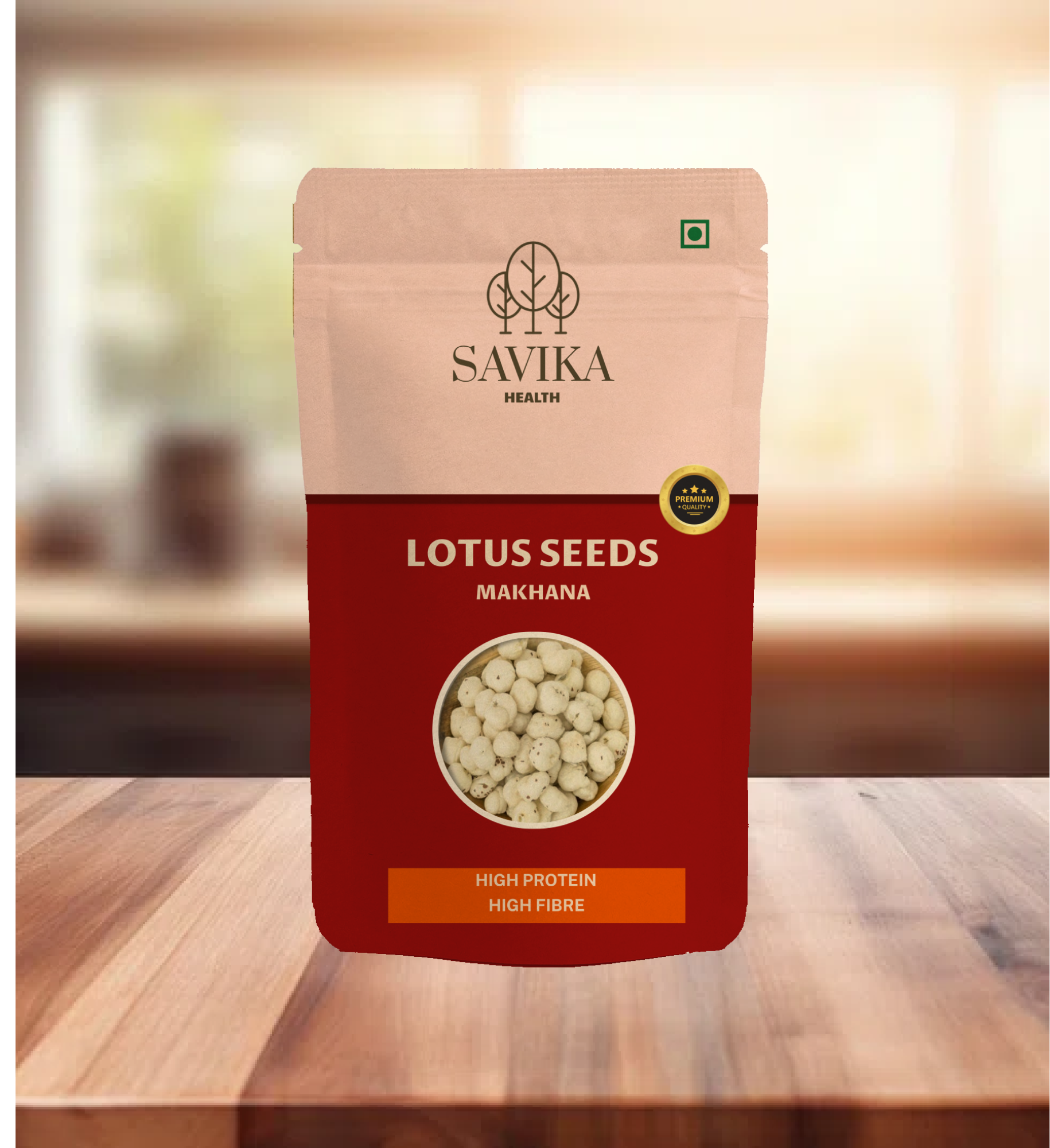 Lotus seeds (Makhana) packed in 100g pouch