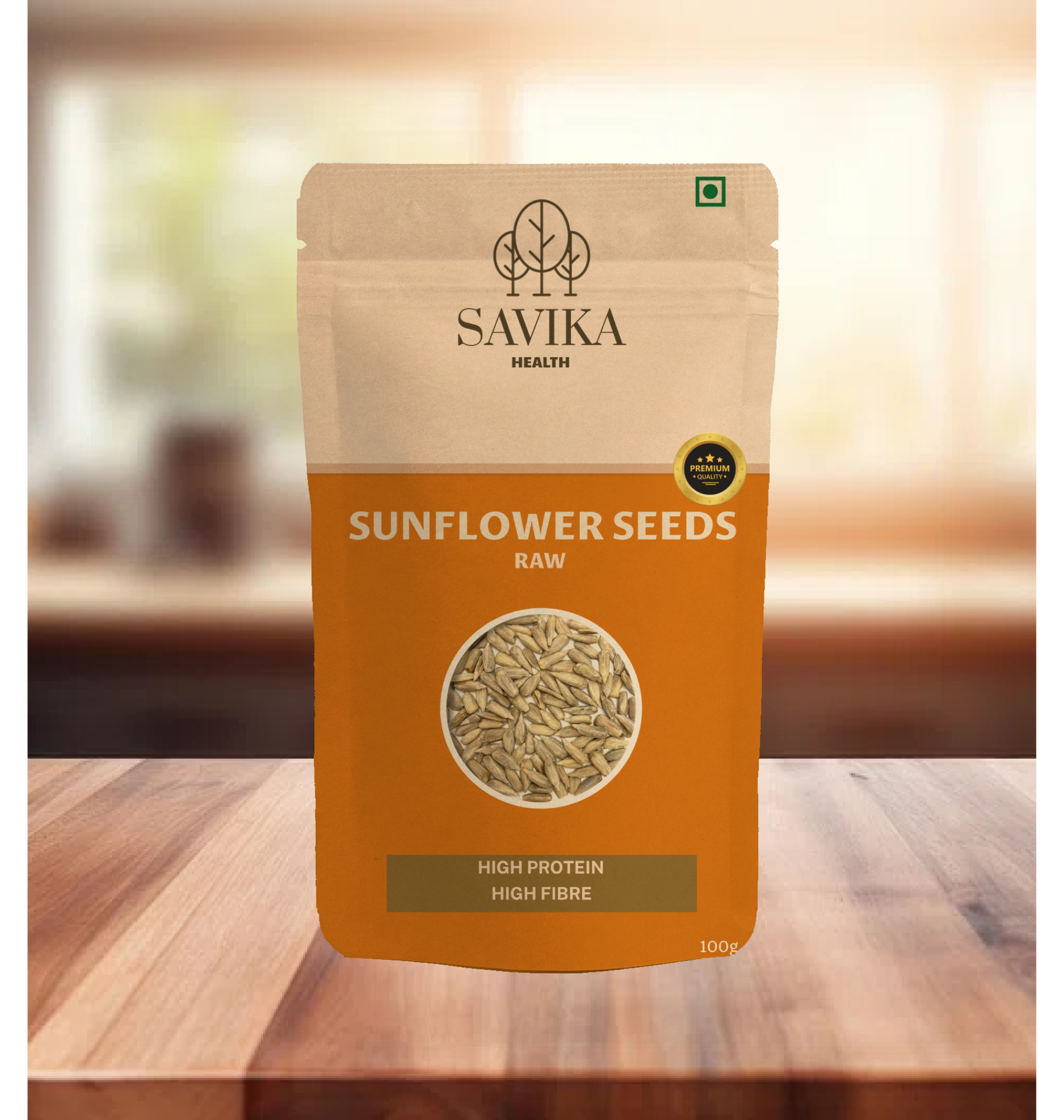 Sunflower seeds packed in 100g pouch